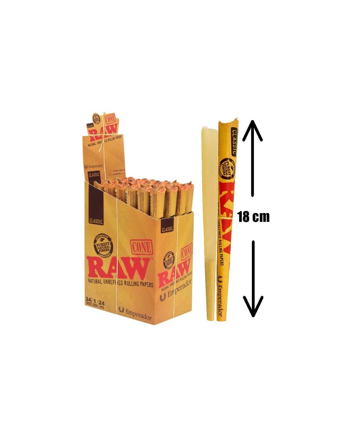 Conos Raw Emperador Classic 180 mm Rellenar y fumar Caja y unidad