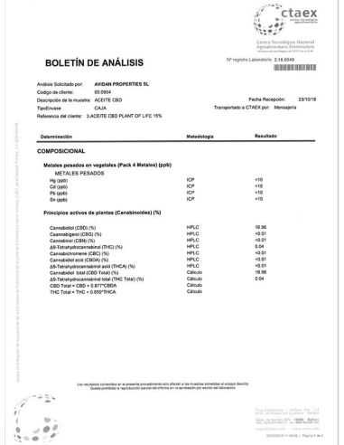 Comprar ACEITE CBD 15% ESPECTRO COMPLETO PLANT OF LIFE